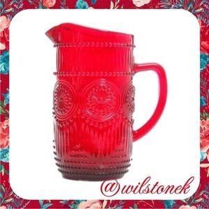 ❤️ Rare - The Pioneer Woman Red Adeline glass Pitcher- 54 ounces